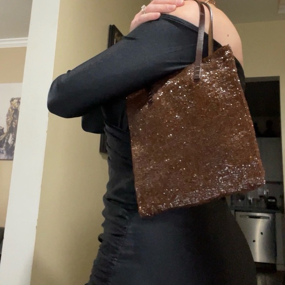 New! AUTH FENDI VINTAGE RARE BROWN BEADED MINI BAG GLAM EVENING TOTE SPARKLE✨ - Picture 14 of 14